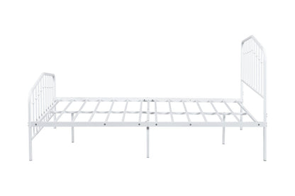 White Metal Full Bed Frame with Modern Contemporary Design for Bedroom