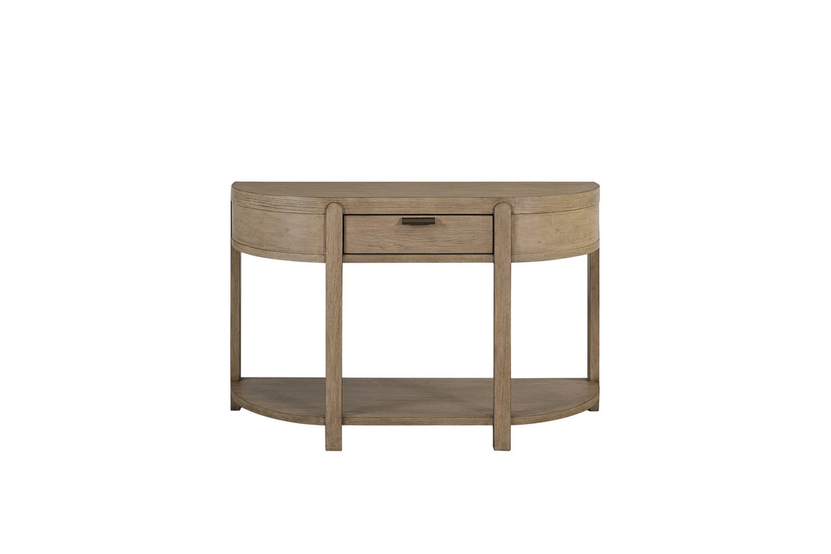 Taupe Natural Wood Console Table - 1 Drawer for Living Room