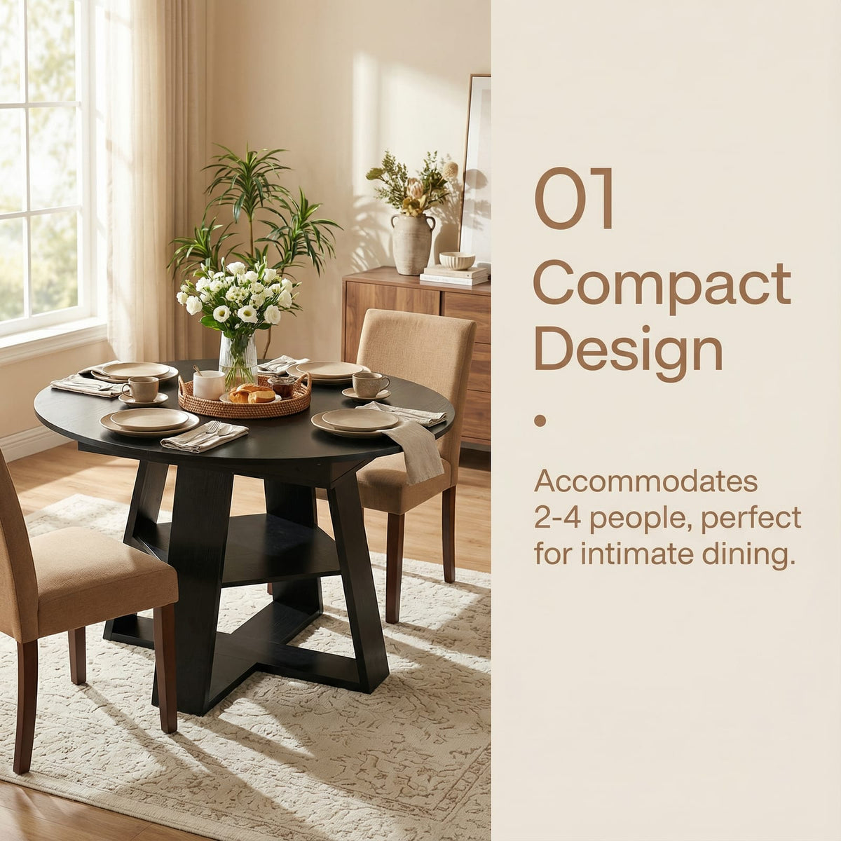 43.3in-59in Extendable Round Dining Table - Kitchen & Living Room