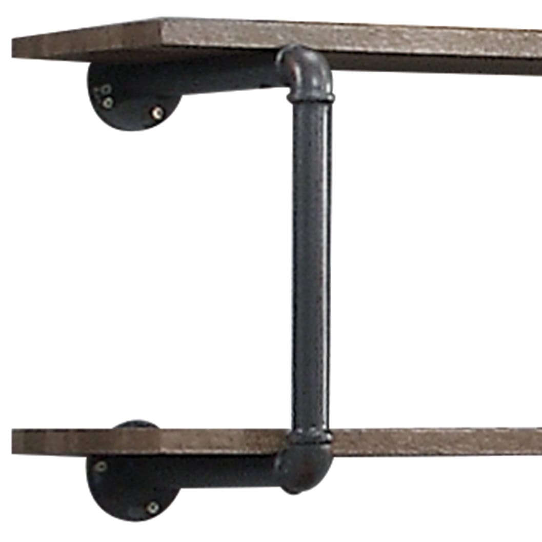 Oak Metal Wall Shelf Unit - 2 Tier Display Storage for Living Room