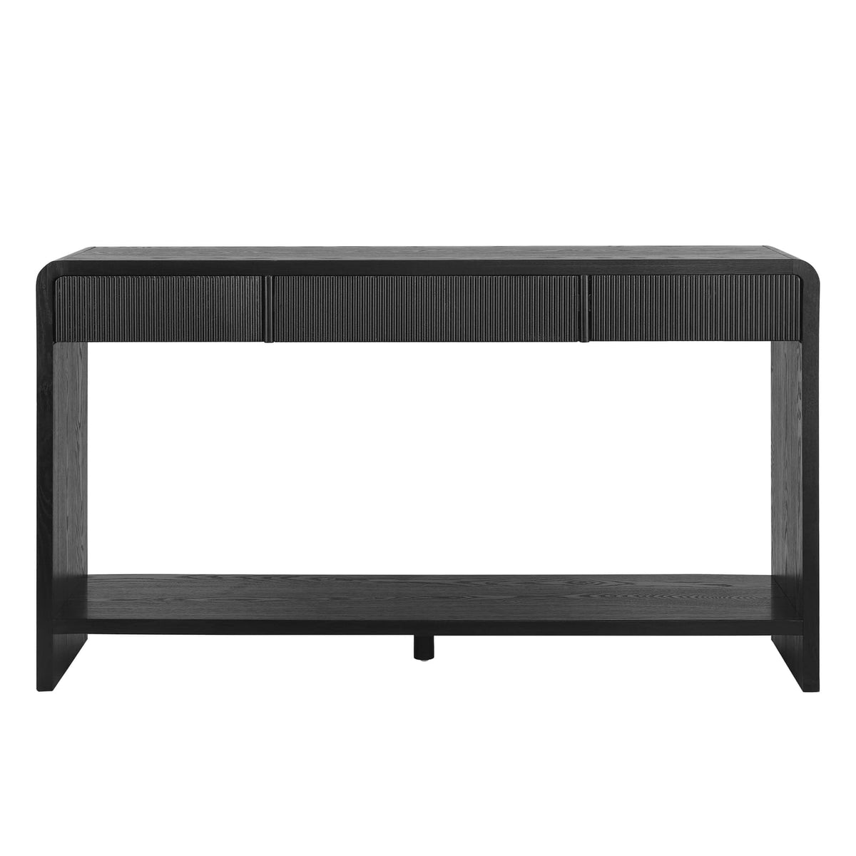 Modern 3-Drawer Console Table - Black MDF, Storage & Rounded Edges