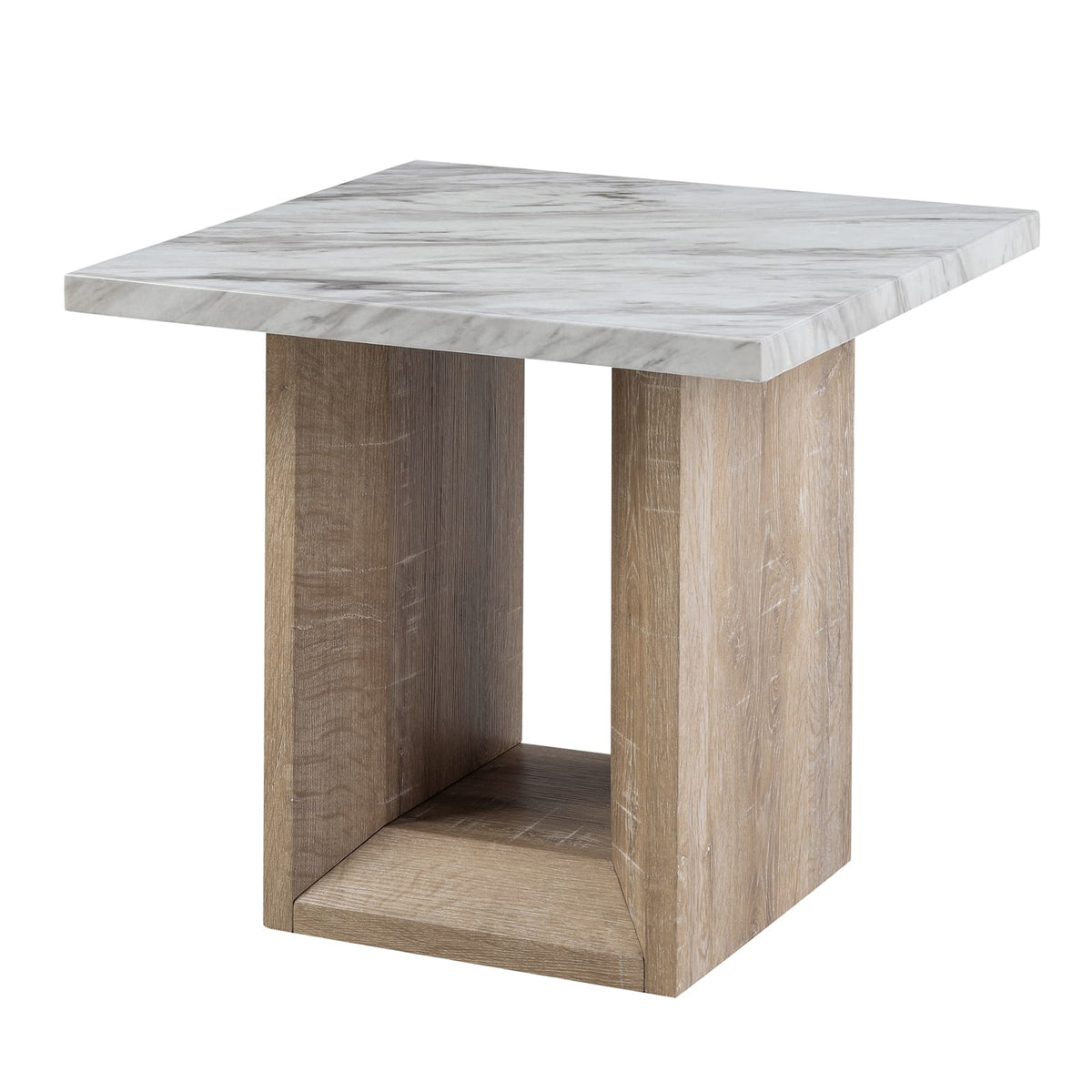 Gregory End Table - Black & Ivory Faux Marble