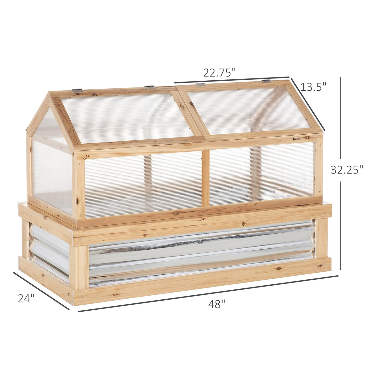 Natural Wood Raised Garden Bed with Greenhouse for Outdoor Gardening