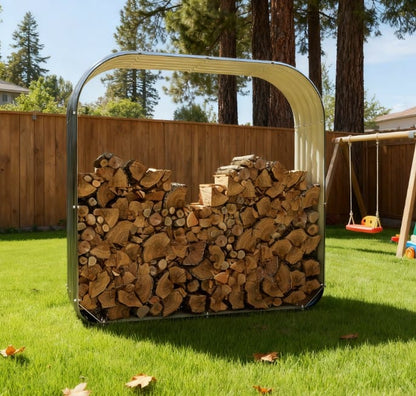 Dark Gray Steel Firewood Storage Rack for Outdoor Yard