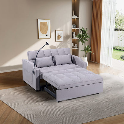 Grey Plywood Sofa Bed with USB Stand for Living Room Comfort