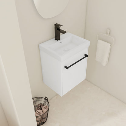18'' Floating Bathroom Vanity - White Plywood Storage
