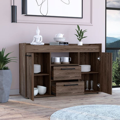 Brown Particle Board Dining Room Sideboard with Storage Cabinets