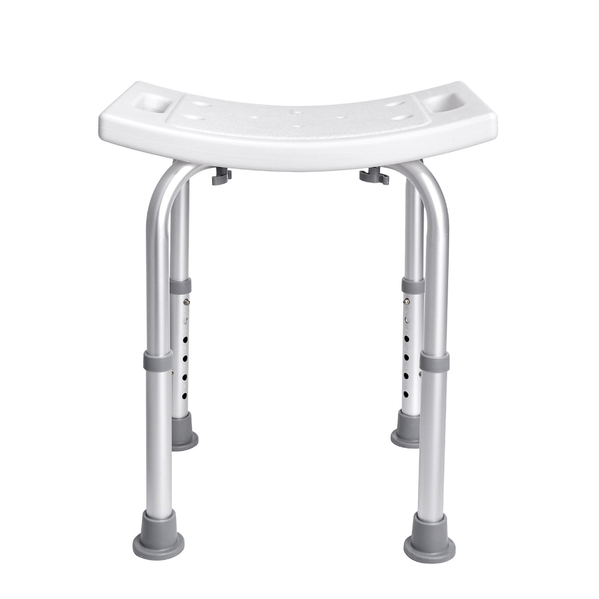 Adjustable Height Shower Stool - Silver+White Comfort Seat