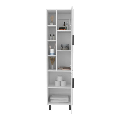 White Engineered Wood Cabinet with Legs for Bedroom Storage for Living Room