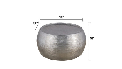 Modern Round Aluminum Coffee Table - Silver, 32 Inch