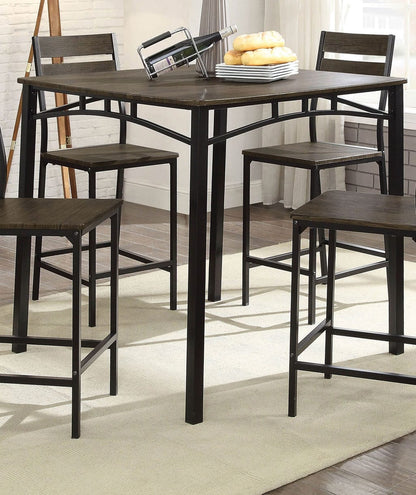 Antique Brown Metal Dining Table Set - Seats 4