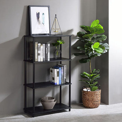Black Bookshelf with 4 Shelf - Rustic Display Shelves