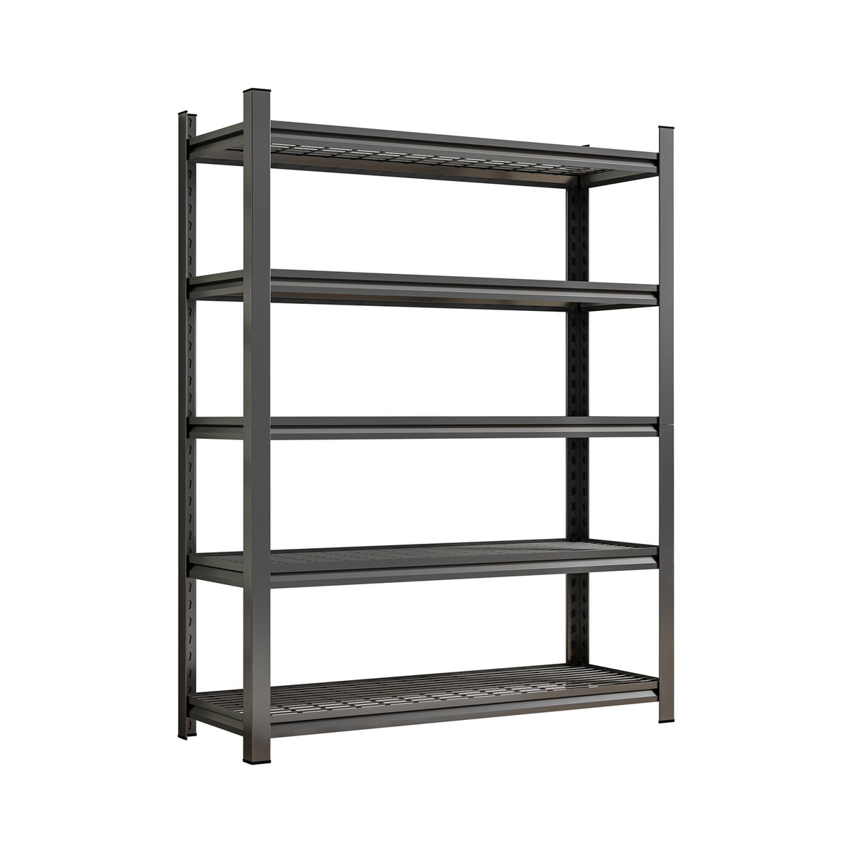 Black Metal 5-Shelf Storage Rack for Heavy Duty Living Room Organization