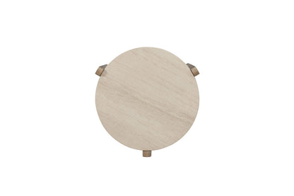 Taupe Natural Stone Accent Table - Round 25" for Living Room