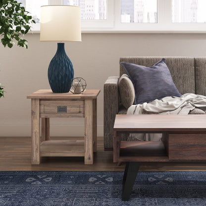 Light Brown Wood End Table - 22" Square Storage Table