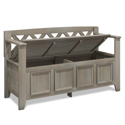 Light Brown Wood Entryway Bench with Storage