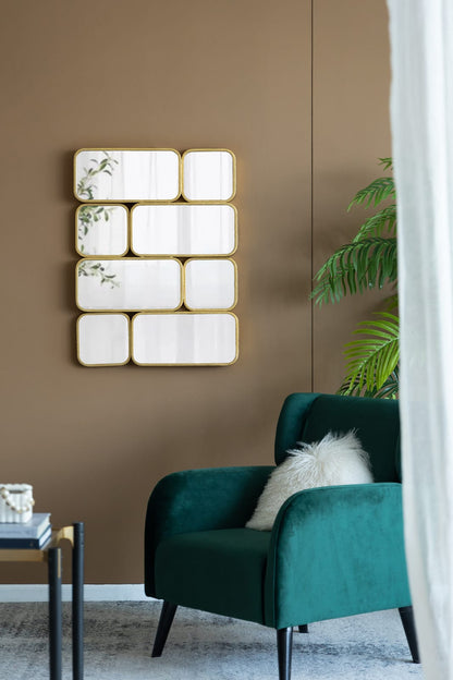 Gold Iron Mirror Set for Modern Bedroom Hallway Decor