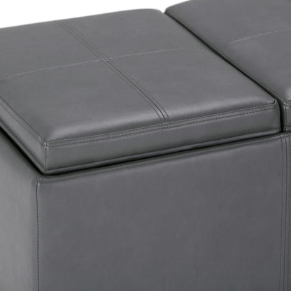 Dark Gray Faux Leather Storage Ottoman - 41.7" Wide