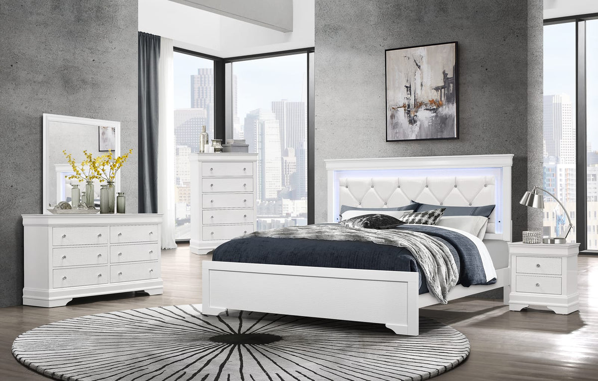 White Solid Wood Bedside Dresser - 31.26" W for Bedroom