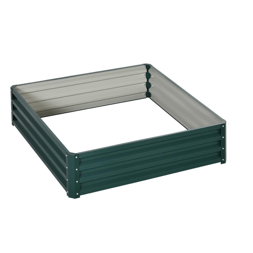 Green Steel Raised Garden Planter Box - 23.5" L x 23.5" W