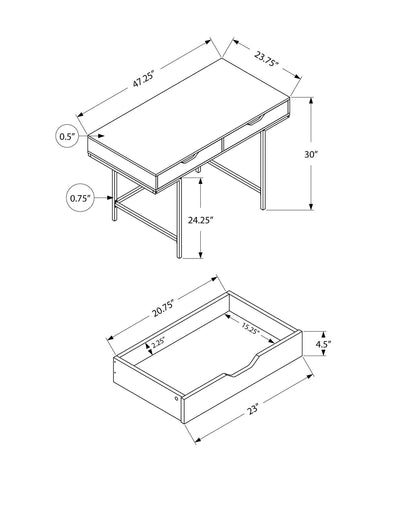 Computer Desk, Taupe Storage Drawers - 48"L Home Office Desk