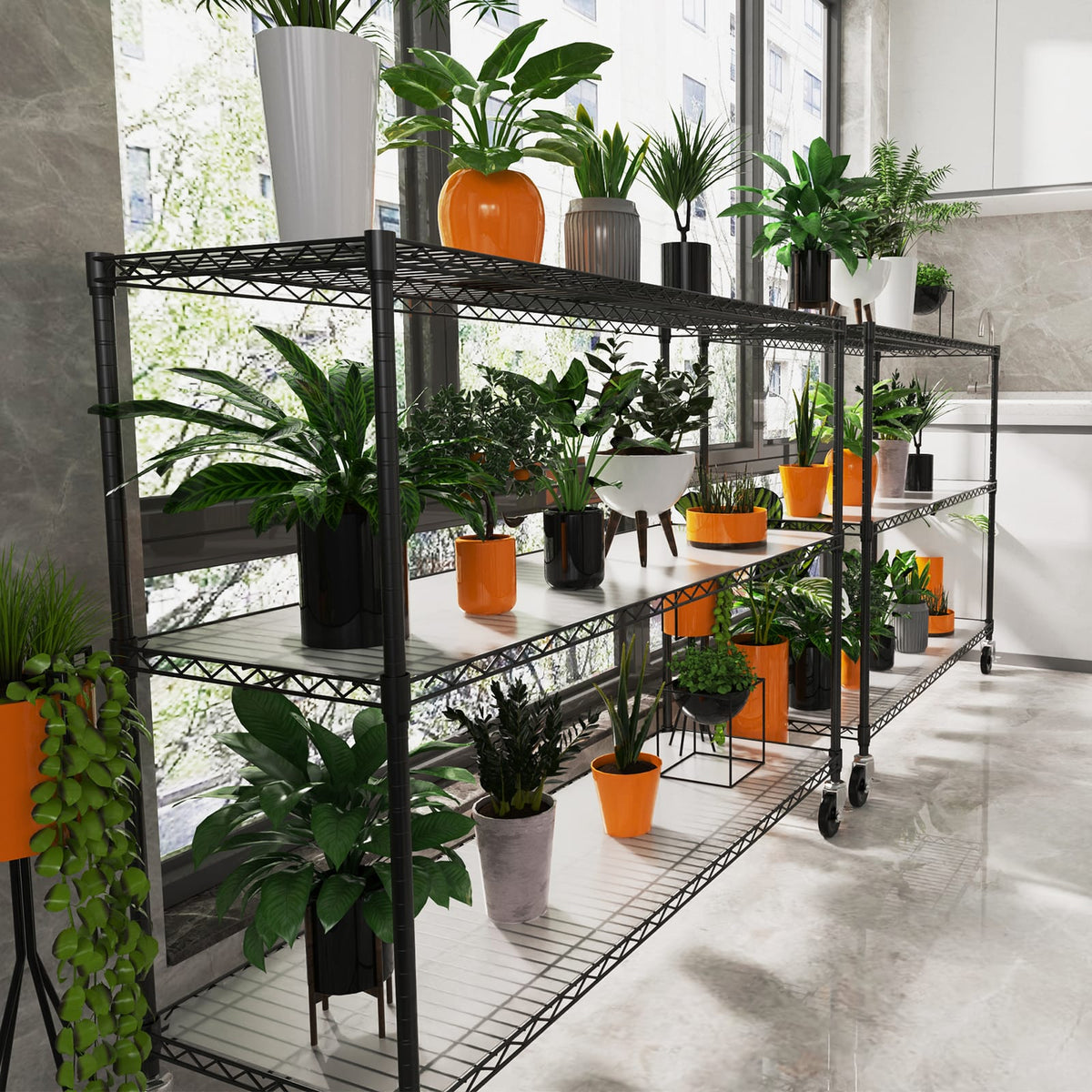 6 Tier Wire Shelving Unit - Black, Heavy Duty Garage Storage