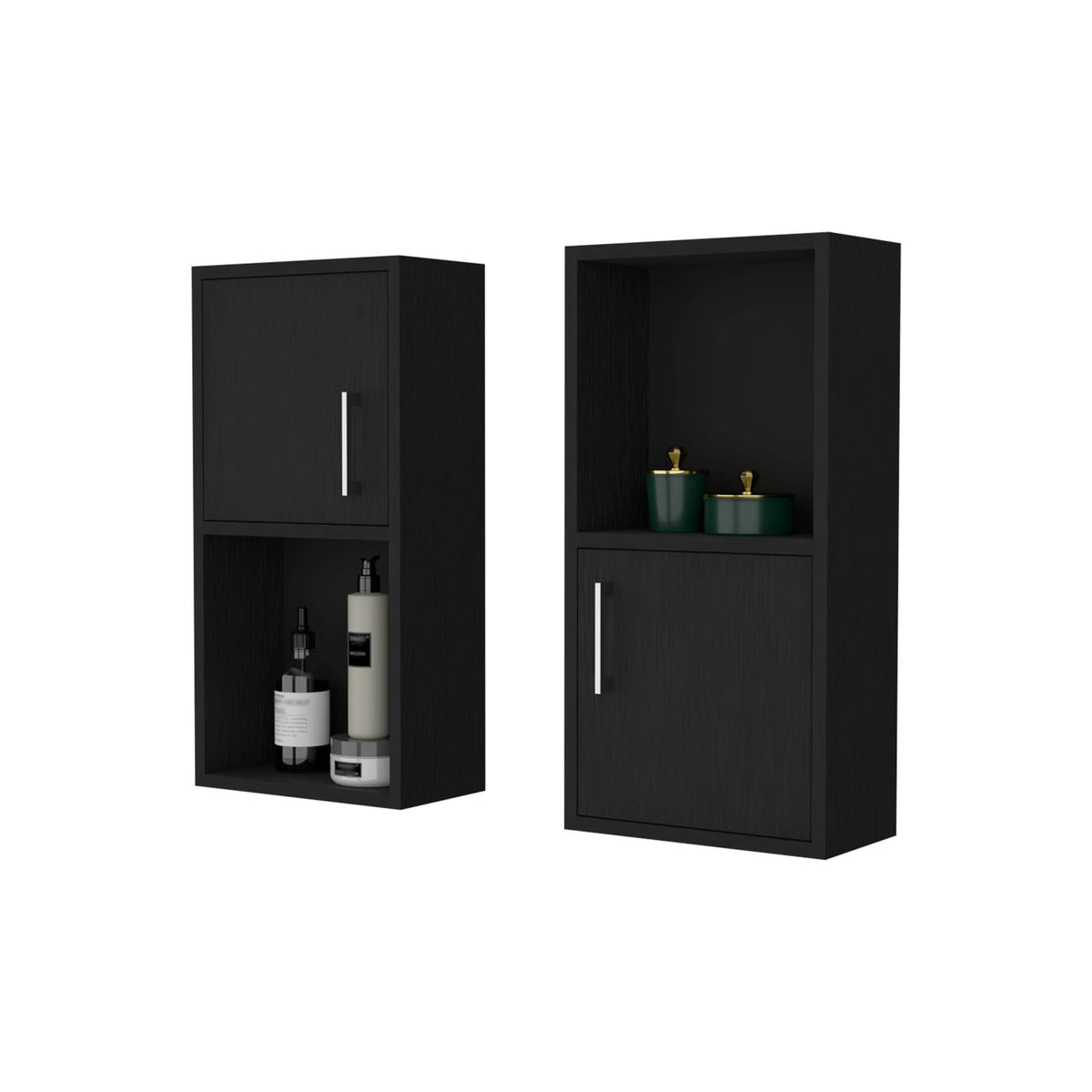 Modern Black Bathroom Medicine Cabinets with Open Shelves