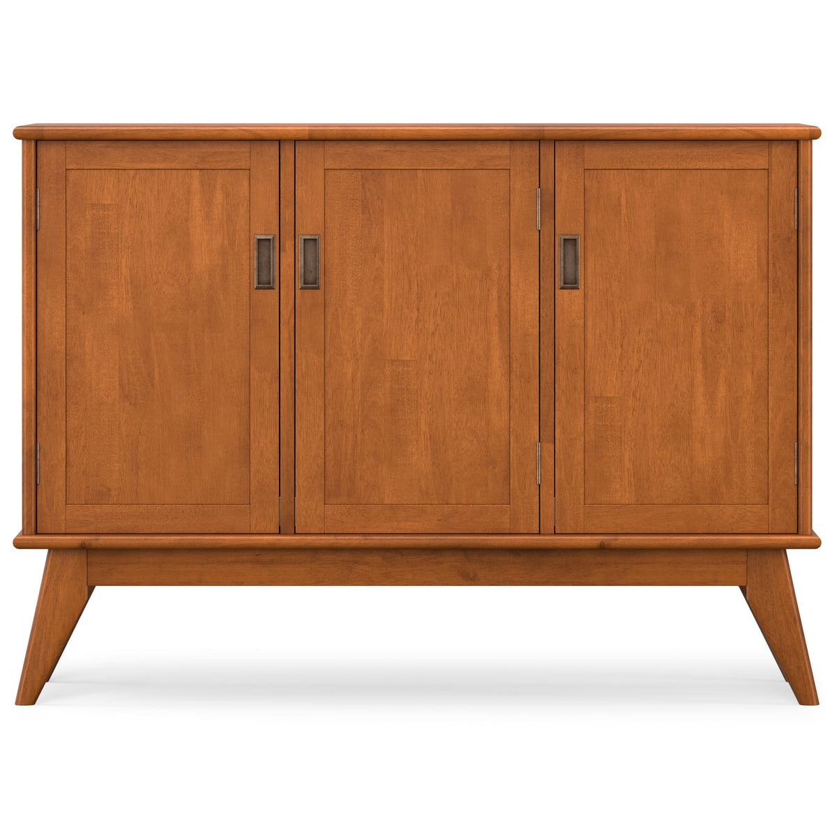 Brown Rubber Wood 3 Door Sideboard Buffet - Mid Century Style