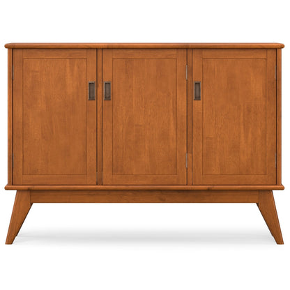 Brown Rubber Wood 3 Door Sideboard Buffet - Mid Century Style
