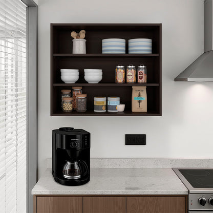 Ida Wall Shelf - Dark Walnut: 3 Shelves for Storage
