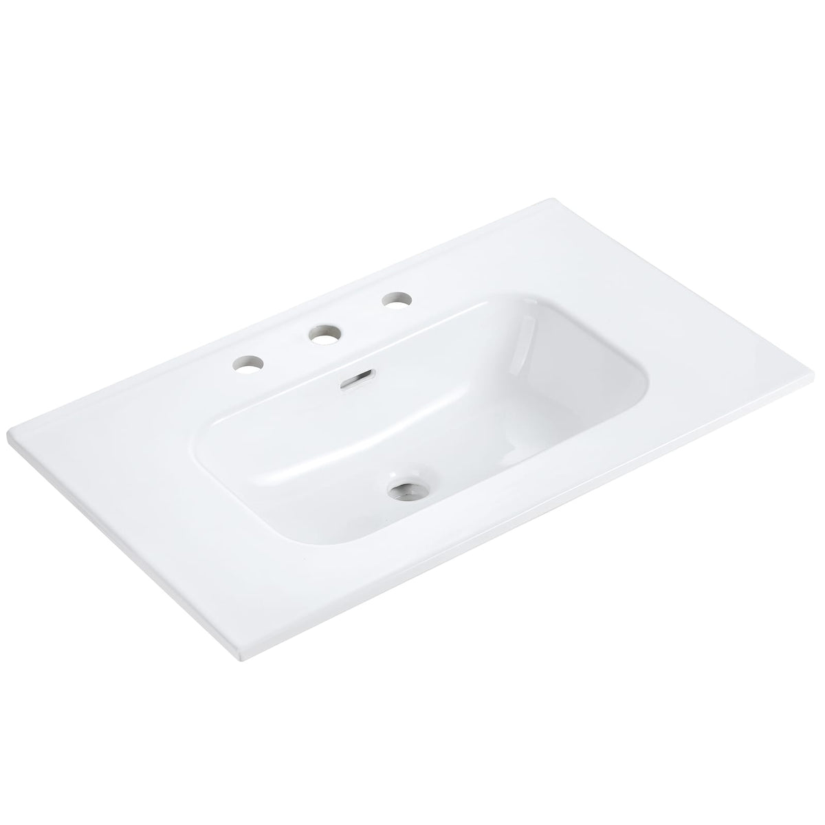 Gloss White Ceramic Bathroom Vanity - 29.9"