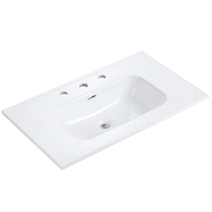Gloss White Ceramic Bathroom Vanity - 29.9"