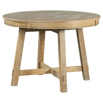 TREXM Farmhouse Round Extendable Dining Table - Natural Wood Wash