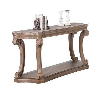 Large Oak Sofa Table - Transitional Style Coffee Table