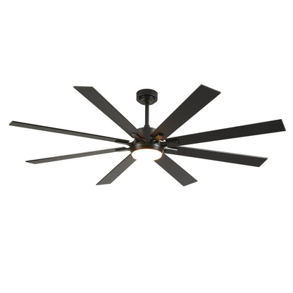 72 Inch Ceiling Fan with LED Light - Matte Black Wood Blades
