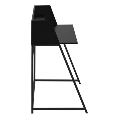 Black Particle Board Computer Desk with Hutch Shelf for Home Office