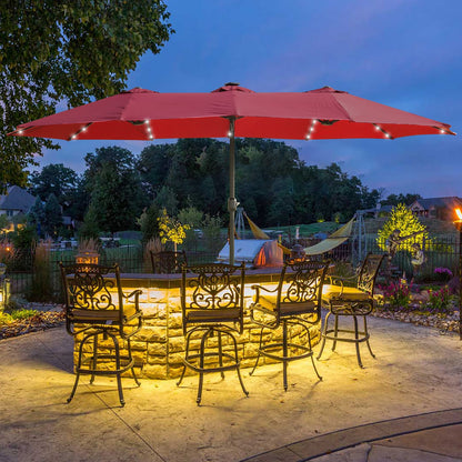 15ft Red Metal Patio Umbrella - Double Sided Shade