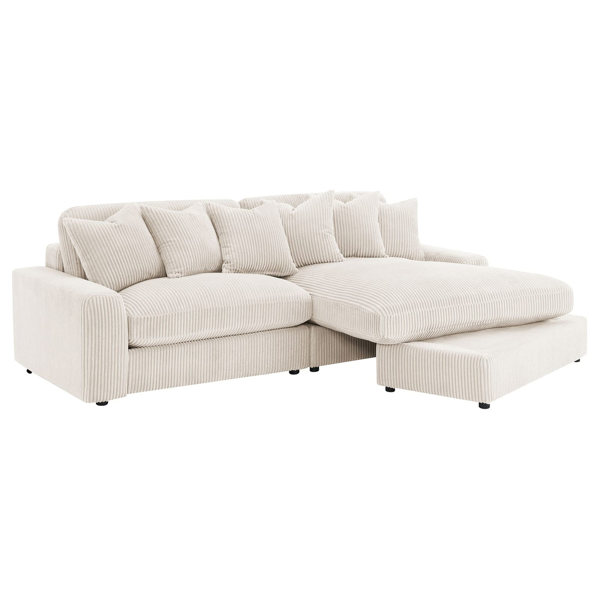 Sand Upholstered L-Shaped Sectional Sofa - 4 Seats