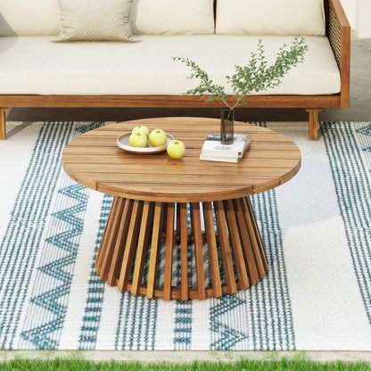Light Gray Acacia Wood Patio Daybed & Coffee Table Set - 3 Seater Outdoor Furniture