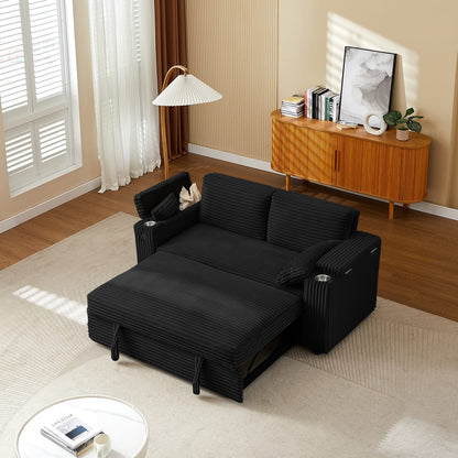 Black 2 Seat Sofa Bed - Converts to Bed for Living Room