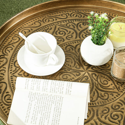 HOMCOM Round Coffee Table - Gold Metal, 24" Dining Accent