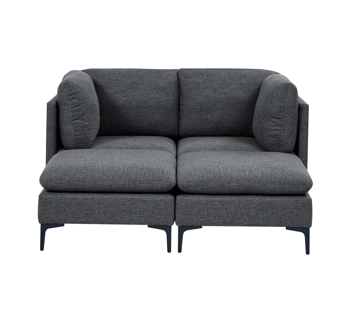 Dark Gray Linen 64" Sectional Sofa - 4 Seats