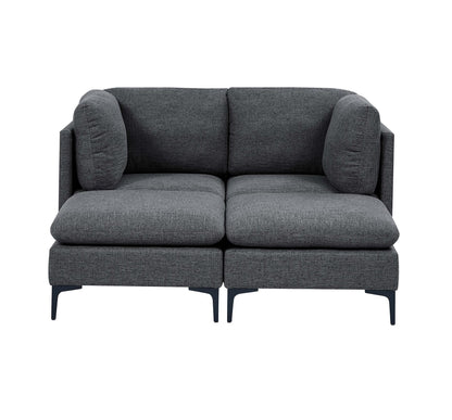 Dark Gray Linen 64" Sectional Sofa - 4 Seats