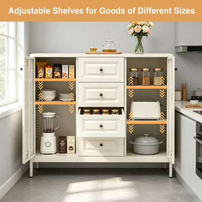 47.24" Beige Steel Storage Cabinet with Drawers & Shelves