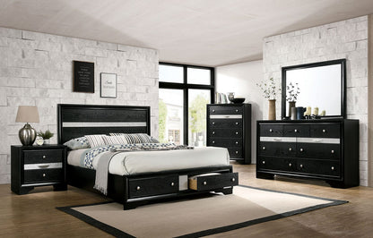 Queen Size Black Wood Bed Frame Storage