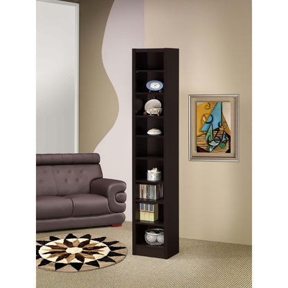 Cappuccino Rectangular Bookcase - 9 Tier Storage