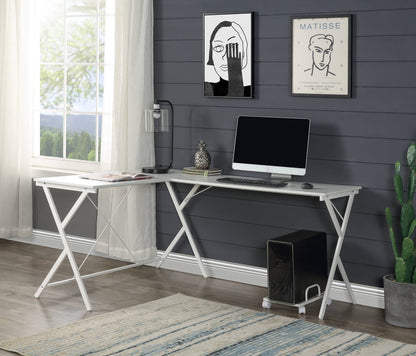 Dazenus White Computer Desk - L-Shaped Office Desk for Home Office