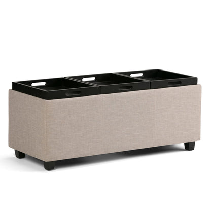 Silver Fabric Storage Ottoman - 41.7" Wide