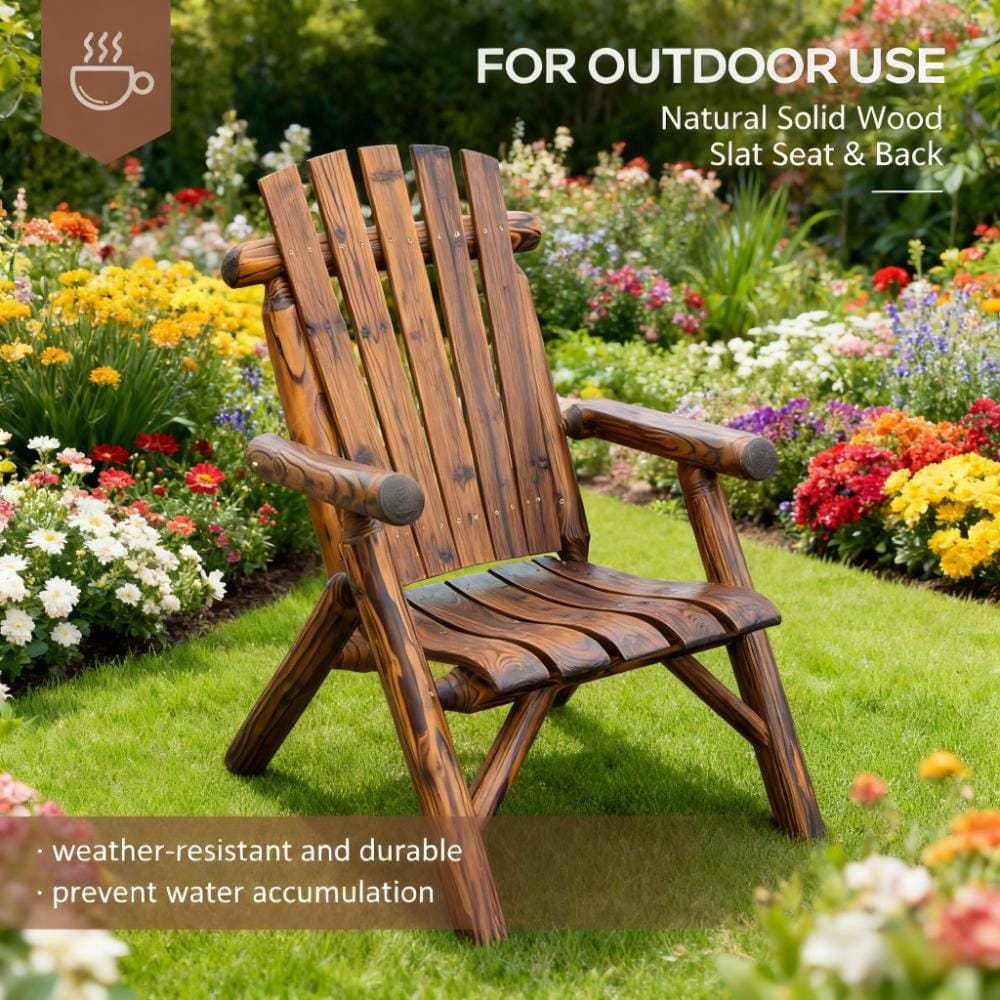 Rustic Brown Solid Wood Double Adirondack Bench for Garden