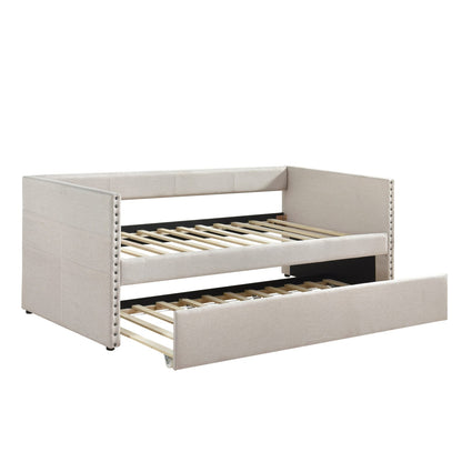 Beige Twin Sofa Bed with Trundle - Modern Style
